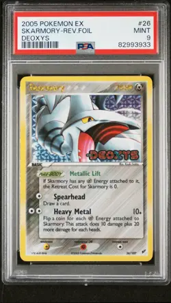 2005 POKEMON EX DEOXYS #26 SKARMORY-REVERSE FOIL PSA 9 - Image 1
