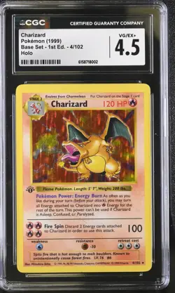 Pokemon Charizard 4/102 Holo 1st Edition Base Set - CGC 4.5 - Image 1