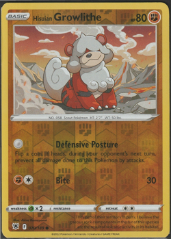 Hisuian Growlithe Reverse Holo 070/189 Astral Radiance Pokemon TCG LP - Image 1