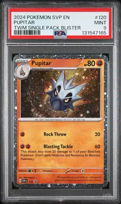 2024 POKEMON SVP EN BLACK STAR PROMO #120 PUPITAR TWM BLISTER PSA 9 - Image 1
