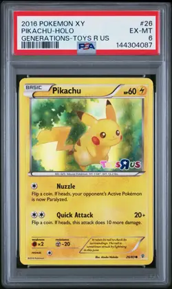 2016 POKEMON XY GENERATIONS TOYS R US #26 PIKACHU-HOLO PSA 6 - Image 1