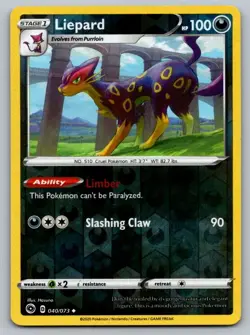 Liepard 040/073 Uncommon Champion's Path Pokemon Reverse Holo Near Mint - Image 1