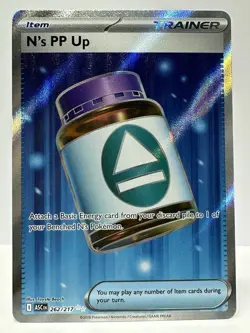 Pokemon N's PP Up Trainer Full Art Foil Rare Card 262/217 ASC - Image 1