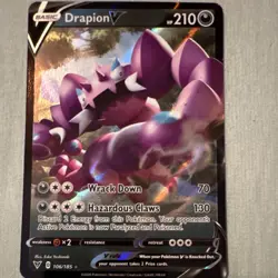 Pokemon Drapion V Ultra Rare Full Art Holo Card 106/185 Vivid Voltage HP210 - Image 1