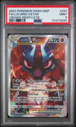 2023 POKEMON SWSH BLACK STAR PROMO #291 FULL ART/LUCARIO VSTAR PSA 9 - Image 1