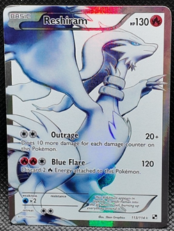 Pokemon Reshiram Black & White 113/114 Ultra Rare Full Art Holo 2011 NM - Image 1
