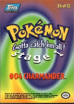 1999 Topps Pokemon The Movie Charmander #04 E4 of 12 Blue Logo - Image 2