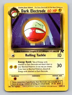 Dark Electrode 34/82 Uncommon Team Rocket Pokemon Unlimited MP - Image 1