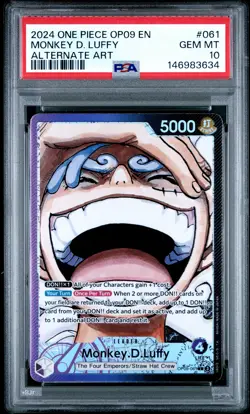 PSA 10 MONKEY D. LUFFY 061 ALTERNATE ART ONE PIECE - Image 1