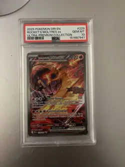 Pokemon TCG Team Rocket's Moltres ex 229/182 Destined Rivals Stamp Holo PSA 10 - Image 1
