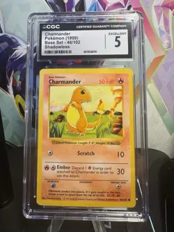 Pokemon TCG Base Set Charmander 46/102 Shadowless CGC 5 - Image 1