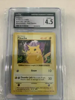 PIKACHU 58/102 RED CHEEKS SHADOWLESS Base Set CGC 4.5 Pokemon ♨3 - Image 2