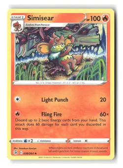 Simisear 038/264 Tomokazu Komiya Uncommon Fusion Strike Pokemon Near Mint - Image 1