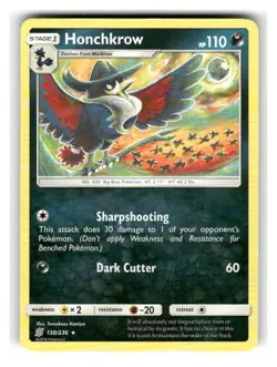 Honchkrow 130/236 Rare Unified Minds Pokemon Lightly Played - Image 1