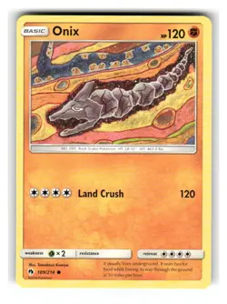 Onix 109/214 Common Lost Thunder Pokemon Lightly Played - Image 1