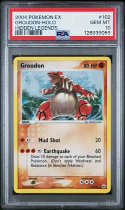 2004 Pokemon EX Hidden Legends Groudon Holo #102 PSA 10 Gem Mint w/ Swirl 💫 - Image 1