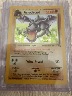 Pokemon TCG Aerodactyl Fossil 1/62 Holo Rare Unlimited 1999 English 60 - Image 1