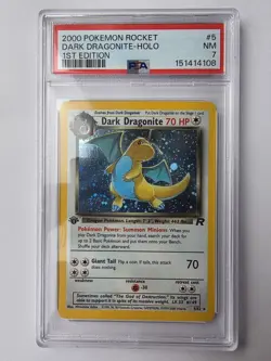 Pokemon Dark Dragonite TCG Team Rocket Holo Card 1st Edition 5/82 Vintage PSA 7 - Image 1