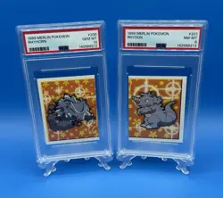 1999 Merlin Pokemon Rhyhorn & Rhydon Stickers Sequential Certifications PSA 10 - Image 1