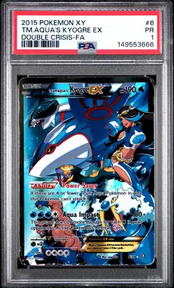 2015 POKEMON XY DOUBLE CRISIS #6 FULL ART/TEAM AQUA'S KYOGRE EX PSA 1 - Image 1