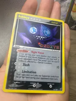 2005 Pokemon EX Deoxys 23/107 Sableye Reverse Holo NM Rare Vintage Card STAMPED - Image 3