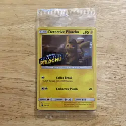 Detective Pikachu SM190 Promo Stamped Holo Pokemon TCG Card Basic 90 HP-Sealed - Image 1