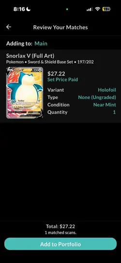 Snorlax V Full Art 197/202 Swsh01 Sword & Shield Ultra Rare Holo Pokemon Card - Image 2