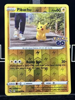 Pikachu 027/078 Pokemon Go Reverse Holo Foil Pokemon Card - Image 3