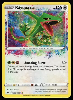 Rayquaza 138/185 Holo Amazing Rare Vivid Voltage Pokemon Card - Image 1