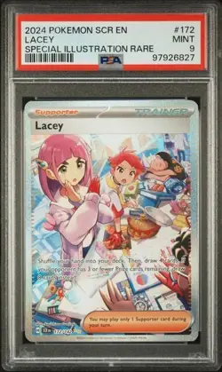 2024 POKEMON SCR EN LACEY SPECIAL ILLUSTRATION RARE 172/142 PSA 9 MINT - Image 1