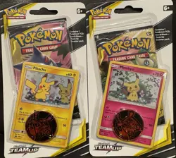 Pokemon TCG Sun & Moon Team Up Pikachu & Mimikyu Single Pack Blister X2 Pack - Image 1