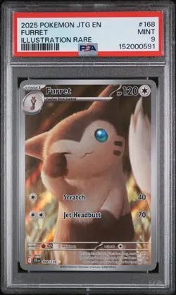 2025 POKEMON JTG EN-JOURNEY TOGETHER ILLUSTRATION RARE #168 FURRET PSA 9 - Image 1