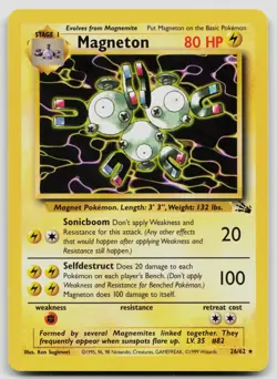 MAGNETON 26/62 RARE FOSSIL POKEMON UNLIMITED LP - Image 1
