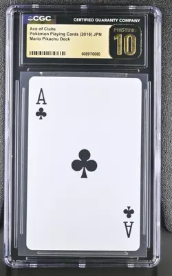 Pokemon Center Mario Pikachu Ace of Clubs Poker 2016 CGC Pristine 10 - Image 1