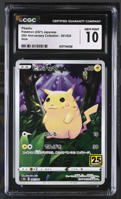 2021 POKEMON JPN - 25TH ANV COLL REVERSE HOLO #001/028 PIKACHU CGC 10 GEM MINT - Image 1