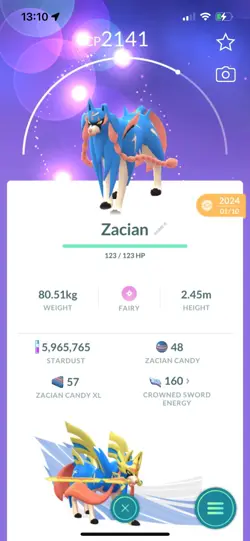 Pokemon Go Legendary Zacian ( Normal ) ( Reduced) - Image 1
