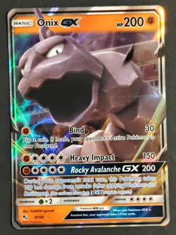 Onix GX 36/68 Sun & Moon: Hidden Fates Ultra Rare Holo, Pokemon 2019 (NM) - Image 1