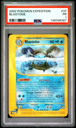 2002 POKEMON EXPEDITION #37 BLASTOISE PSA 1 - Image 1