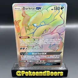 Pokemon Darkrai GX TCG Rainbow Holo Card Burning Shadows Secret Rare 158/147 - Image 1