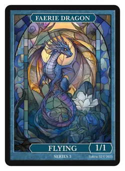 Faerie Dragon Stained Glass Token Givememana Tokens Magic the Gathering - Image 1