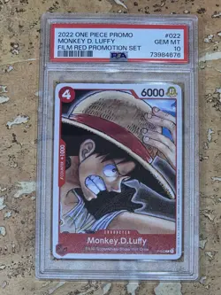2022 One Piece Promo Monkey D. Luffy Film Red Promo Set #P-022 PSA 10 GEM MINT - Image 1