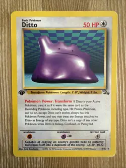 Ditto 18/62 1st Edition Fossil Pokemon Card Rare First Edition DMG - Image 1