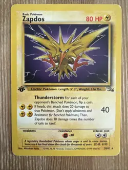 Zapdos - 30/62 - Pokemon Fossil 1st Edition Rare Card WOTC MP - Image 1