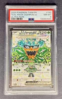 2024 Pokemon Teal Mask Ogerpon ex Ultra Rare PSA 8 NM‑MT Masquerade #190 - Image 1