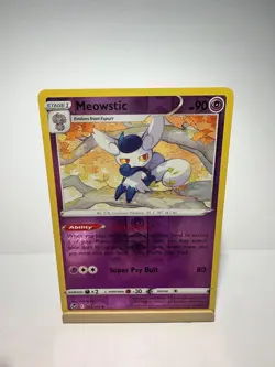 Meowstic 082/195 Uncommon Silver Tempest Pokemon Reverse Holo Near Mint - Image 1