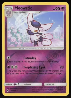 Meowstic 80/214 Rare Unbroken Bonds Pokemon Reverse Holo Lightly Played - Image 1