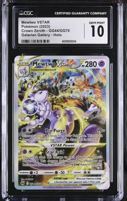 Pokemon CGC 10 - Mewtwo VStar Crown Zenith Galarian Gallery GG44/GG70 - Image 1