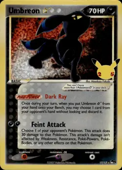 Umbreon Gold Star Celebrations Pokemon Card 17 Pop Series 5 Reprint B9 - Image 1