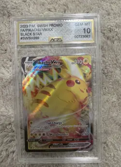 Low POP 10 Pokemon Pikachu Vmax SWSH286 Black Star Promo Graded AGS Gem Mint 10 - Image 1