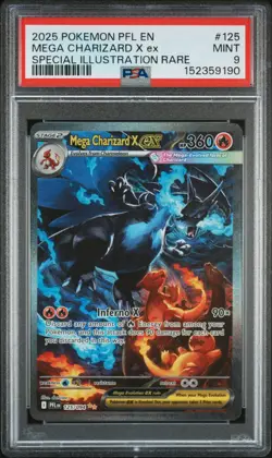 2025 POKEMON PFL EN-PHANTASMAL FLAMES #125 MEGA CHARIZARD X EX PSA 9 - Image 1